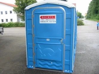 Blaue DICHTL Toilettenkabine mit Waschbecken